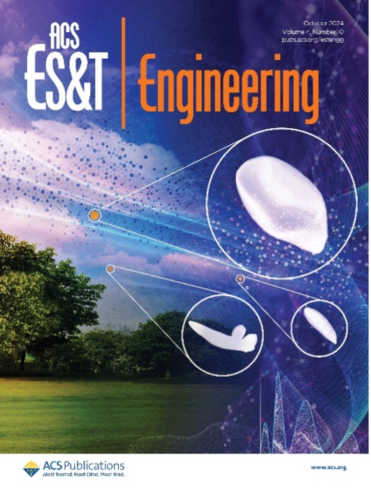 Cover of the American Chemical Society ES&T Engineering displaying particle image from an EMSL atmospheric research project.