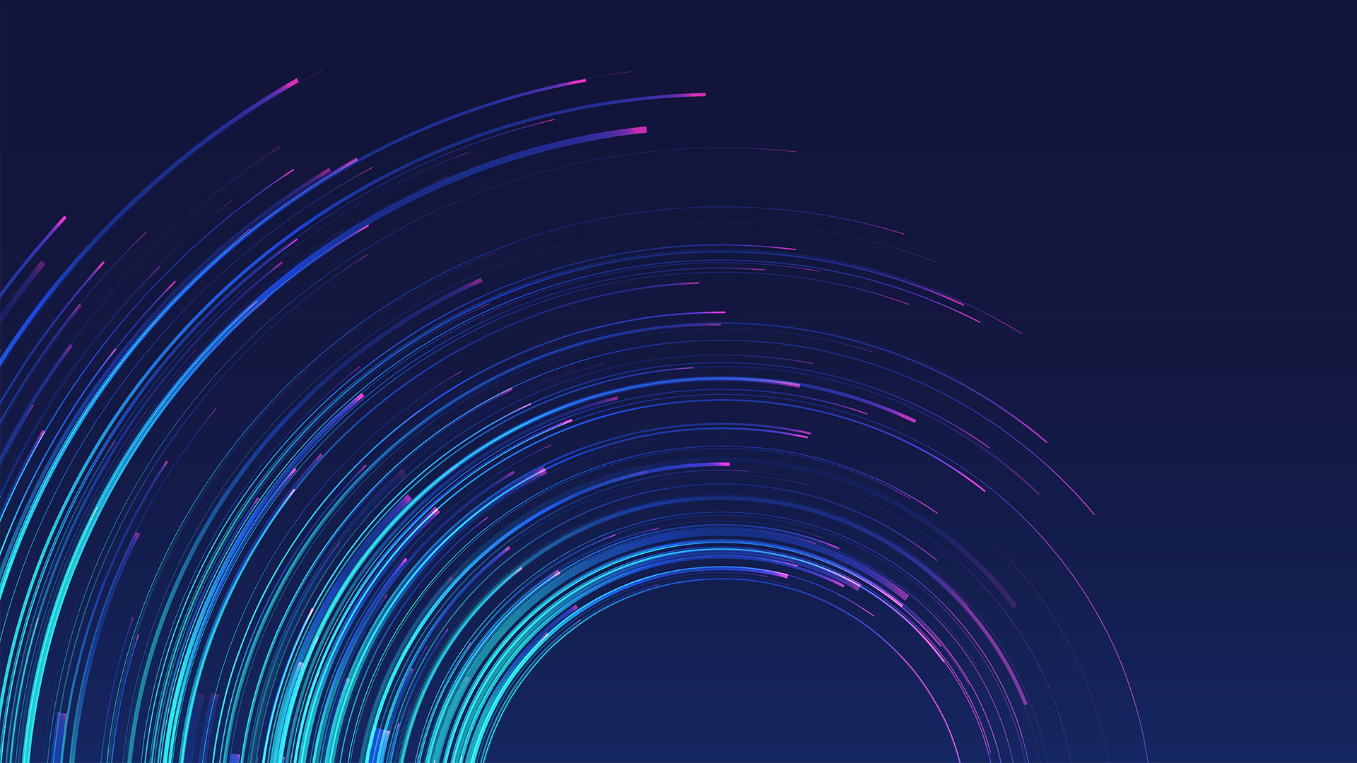 Swirls of blues and purples depict a half-circle depicting experimental loops