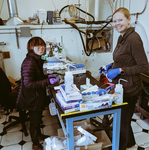 photo of two women working in a laboratory