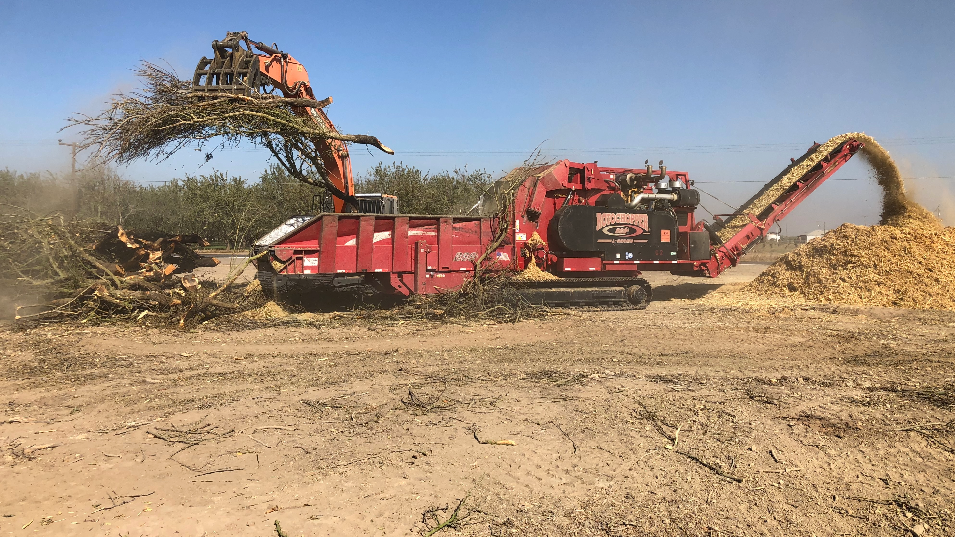 trees are ground into chips with a machine