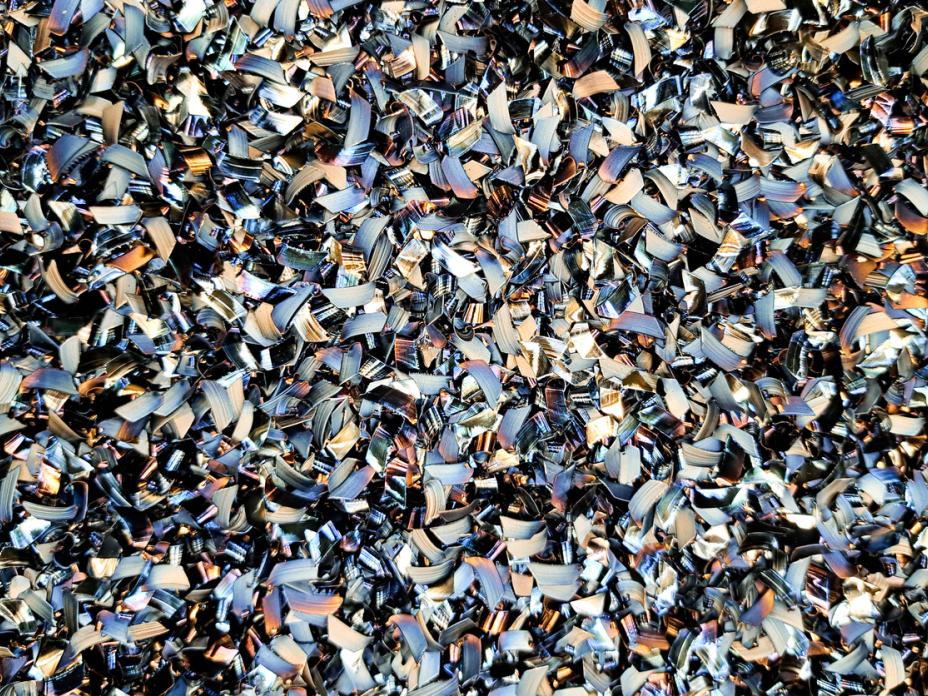Hundreds of metal shavings in a pile