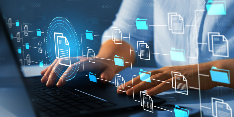 person typing and metadata icons