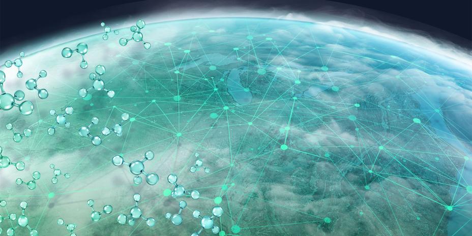 space view of Earth connected by lines and points