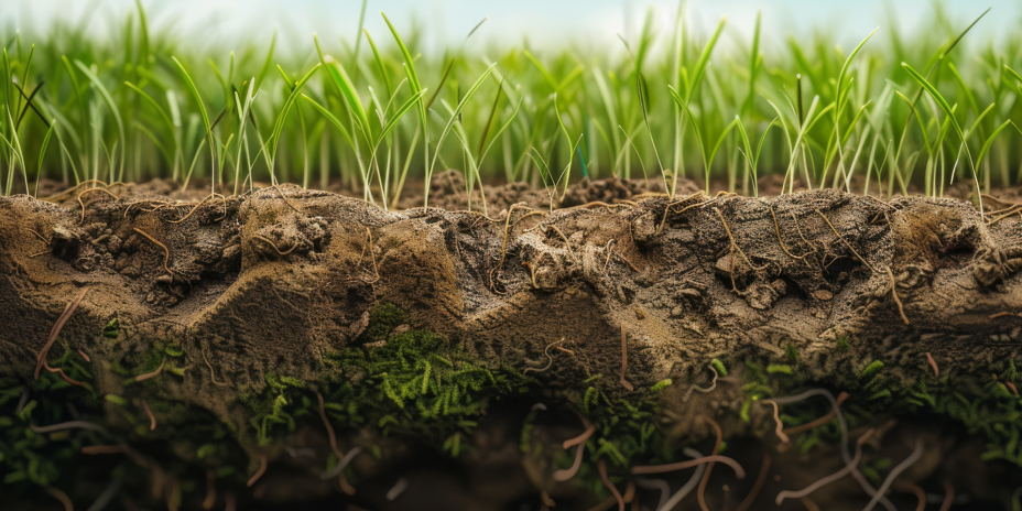 grass, soil, and roots