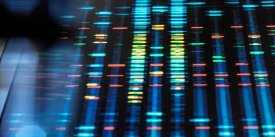 Graphic featuring genetic sequencing results.