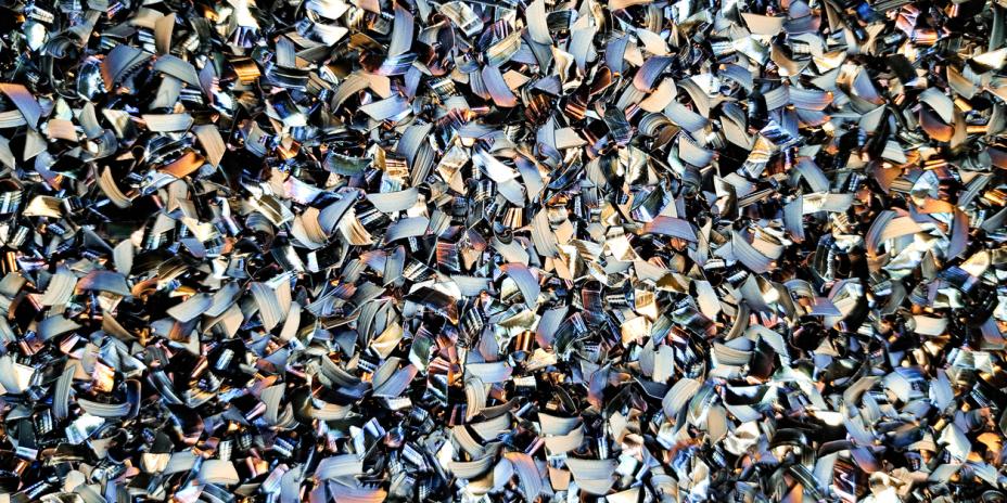 Hundreds of metal shavings in a pile