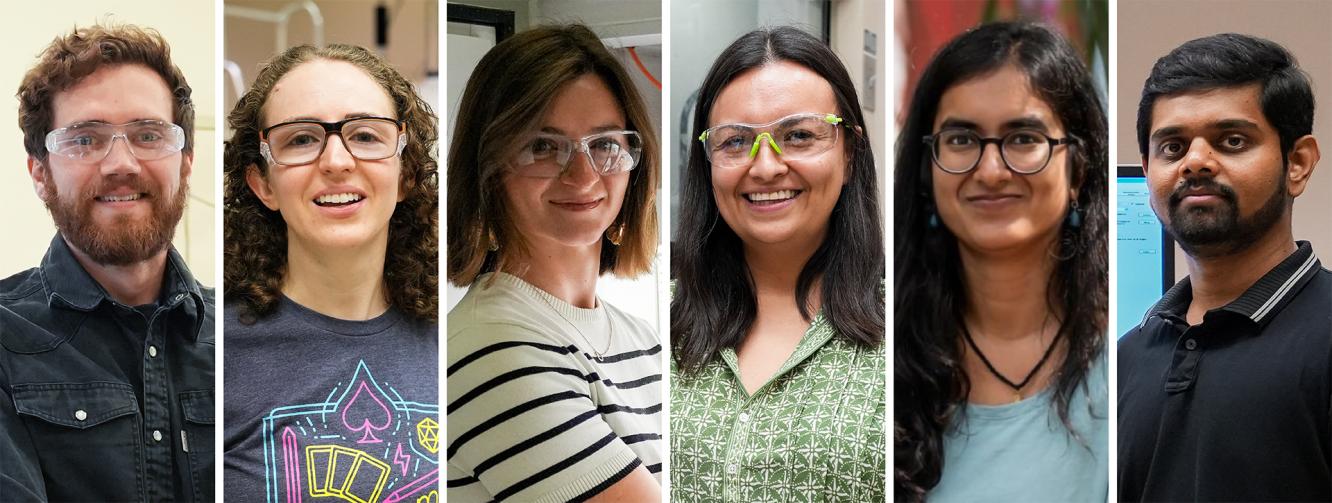Composite image of six EMSL postdocs, side-by-side.