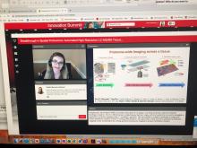 Screenshot of woman leading a webinar