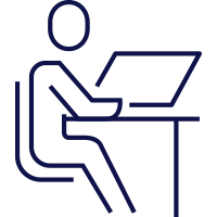 illustration of person sitting at desk with computer