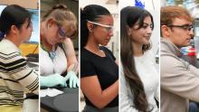 Composite image of five EMSL interns at work, side-by-side.