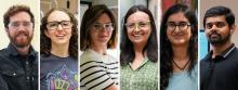Composite image of six EMSL postdocs, side-by-side.